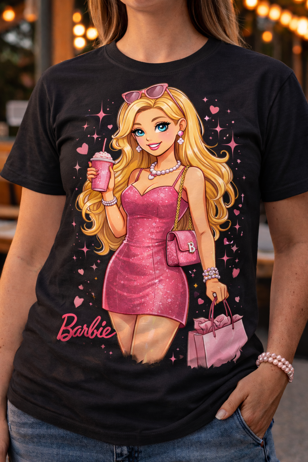 Barbie Cartoon Printed T-Shirt for Women