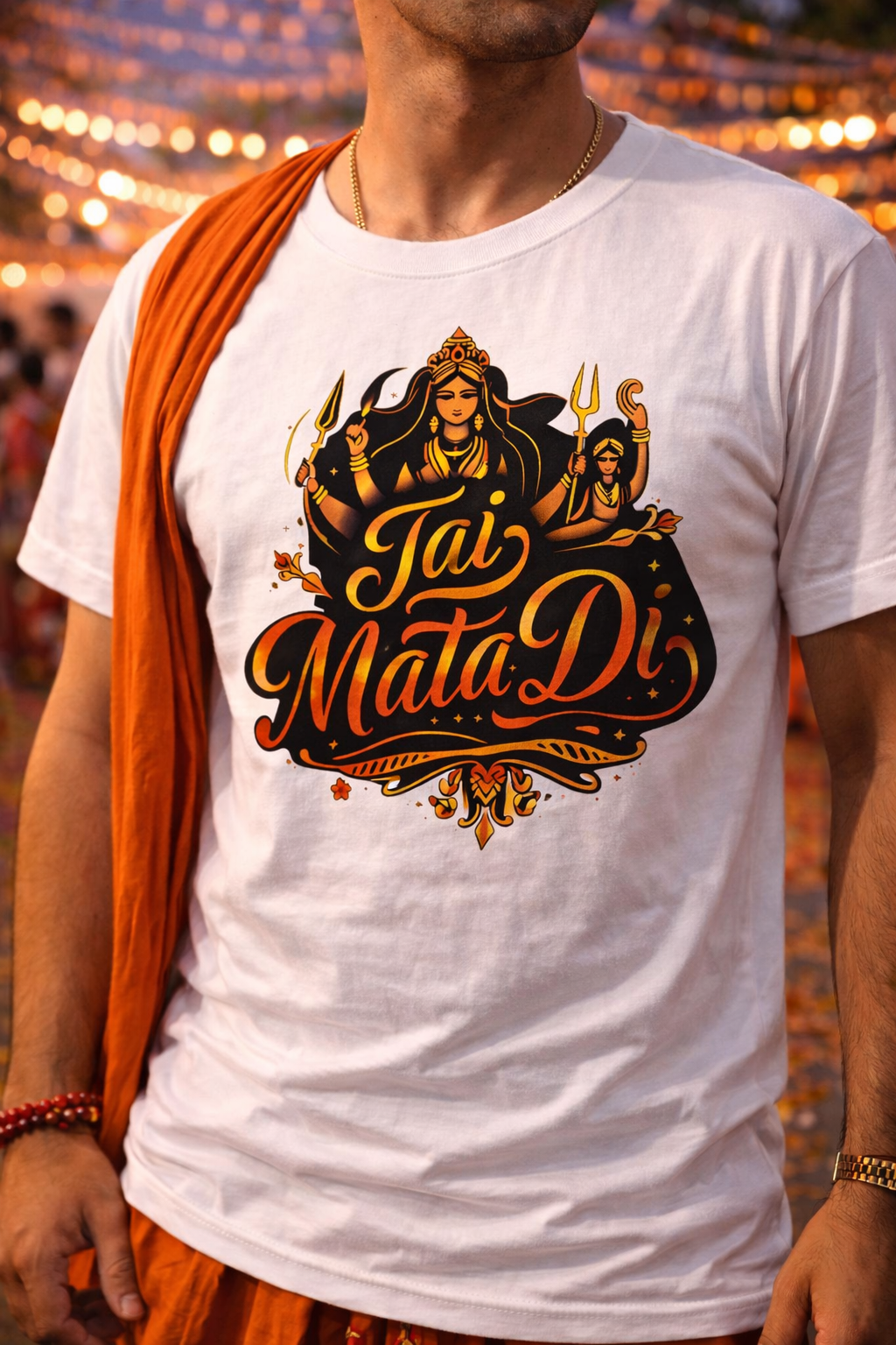 Jai Mata Di Printed Spiritual Wear T-Shirt | Devotional Graphic Casual Tee