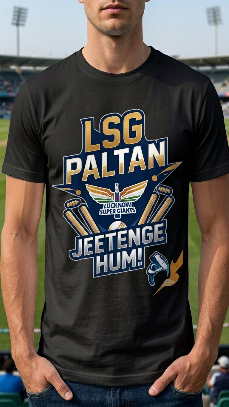 Lucknow Super Giants Fan T-Shirt – “Jeetenge Hum” Printed Cotton Tee for IPL Supporters