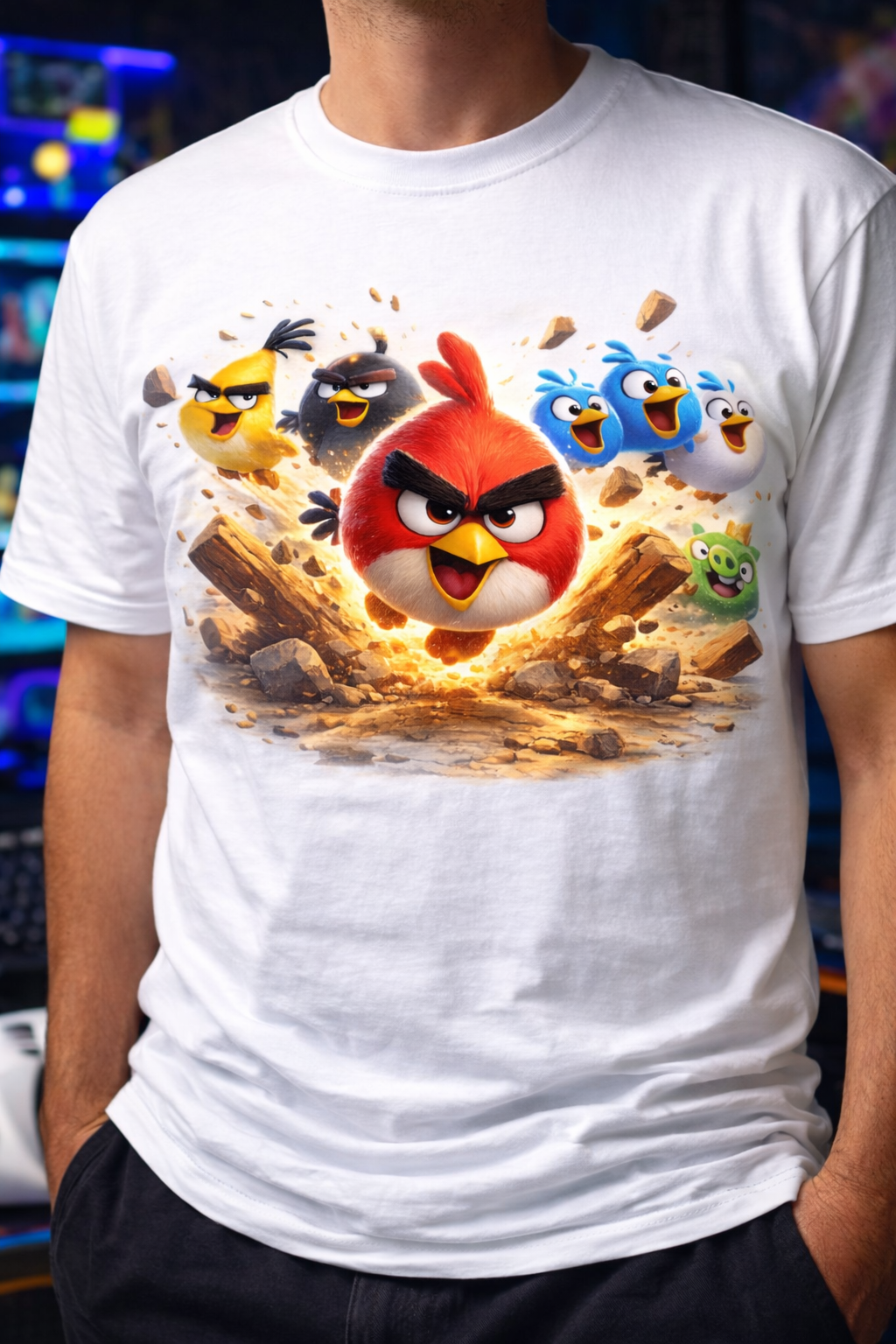 Angry Bird Cartoon Printed T-Shirt – Fun Graphic Tee