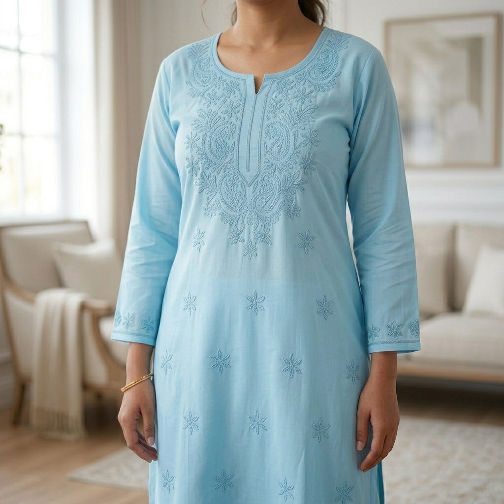 Elegant Blue Lucknowi Chikankari Suit for Women