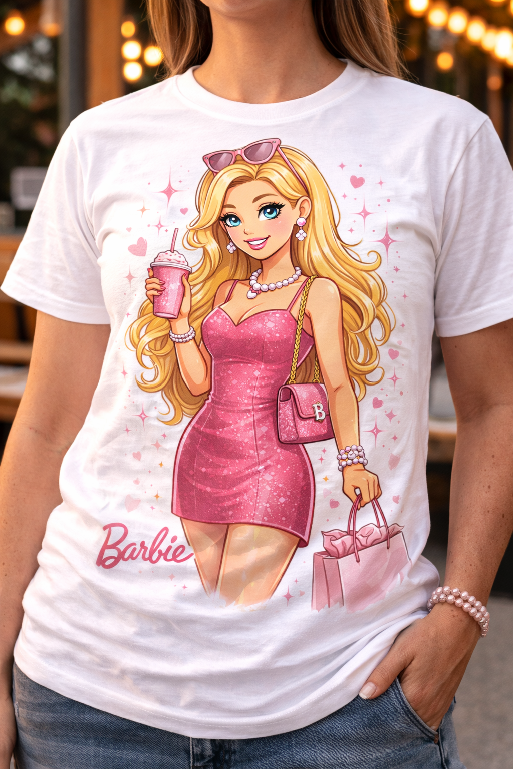 Barbie Cartoon Printed T-Shirt for Women