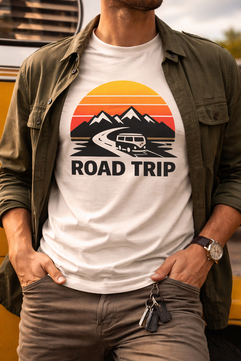Road Trip Printed Travel Wear T-Shirt | Adventure Wanderlust Graphic Casual Tee