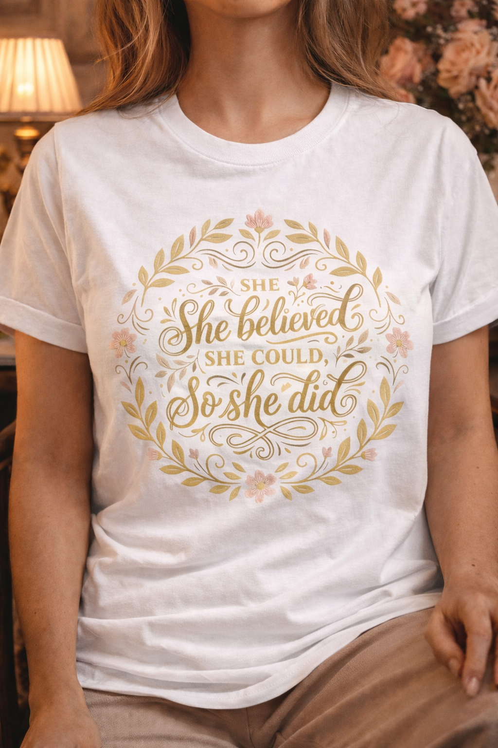 "She Believed She Could So She Did” Women’s Printed T-Shirt