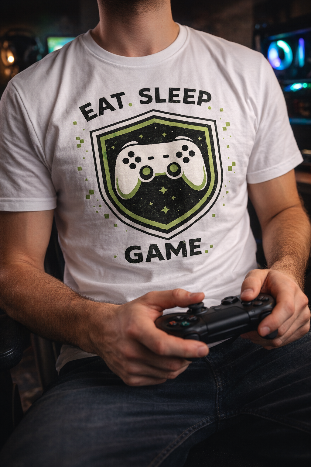 Eat Sleep Game Gamer Quote Printed T-Shirt for Gaming Lovers