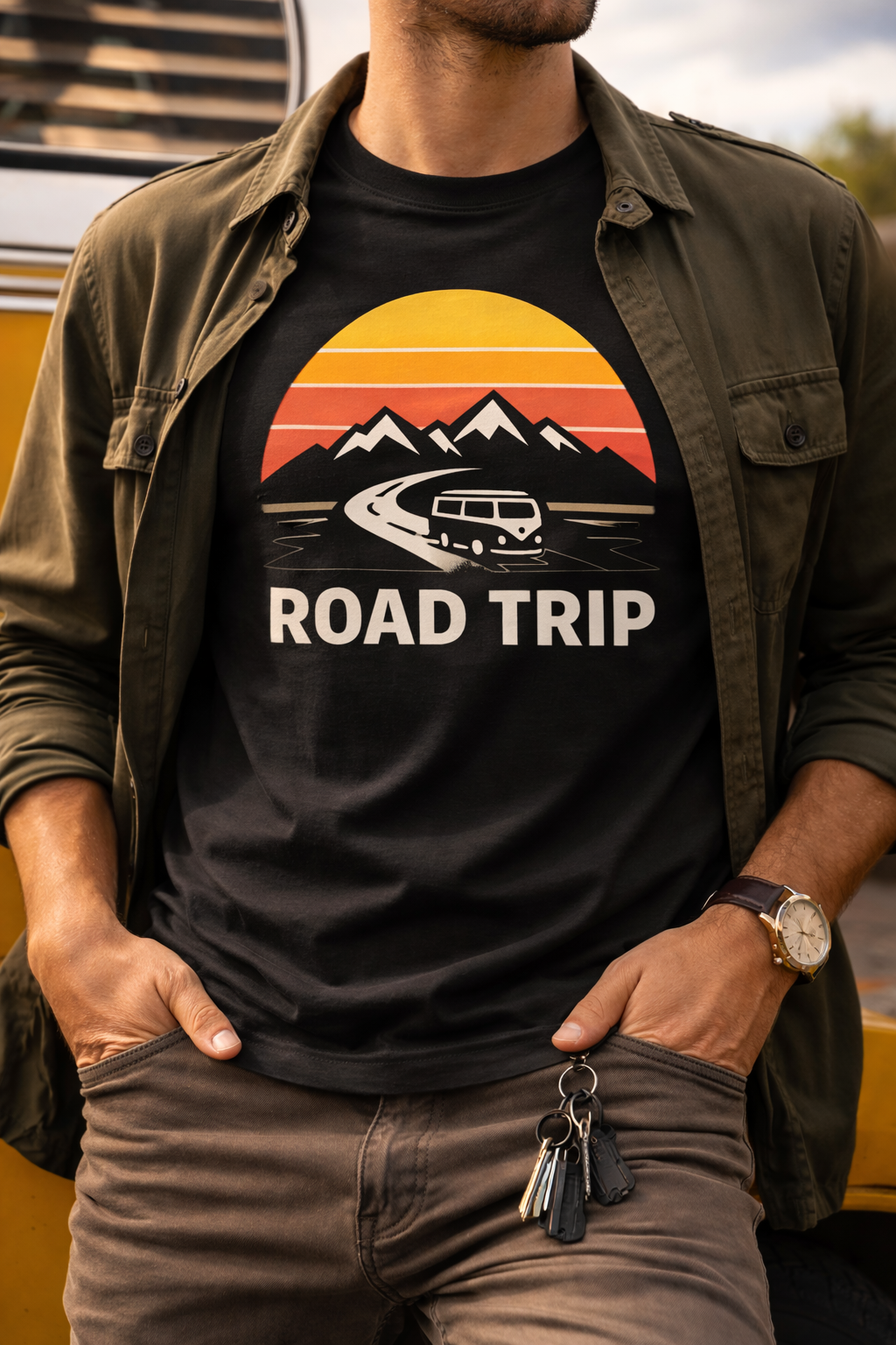 Road Trip Printed Travel Wear T-Shirt | Adventure Wanderlust Graphic Casual Tee