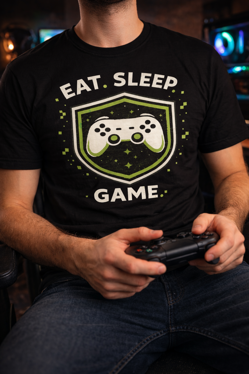 Eat Sleep Game Gamer Quote Printed T-Shirt for Gaming Lovers