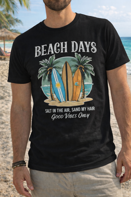 Beach Days Printed Travel Wear T-Shirt | Summer Graphic Casual Tee