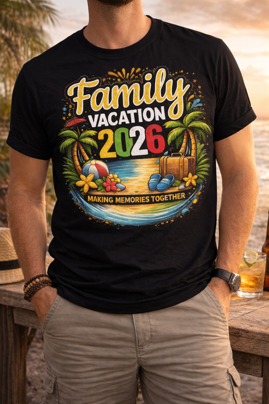 Family Vacation Printed Travel Wear T-Shirt | Holiday Travel Graphic Casual Tee
