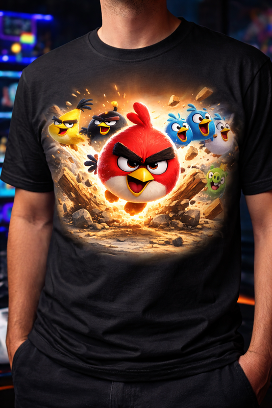 Angry Bird Cartoon Printed T-Shirt – Fun Graphic Tee