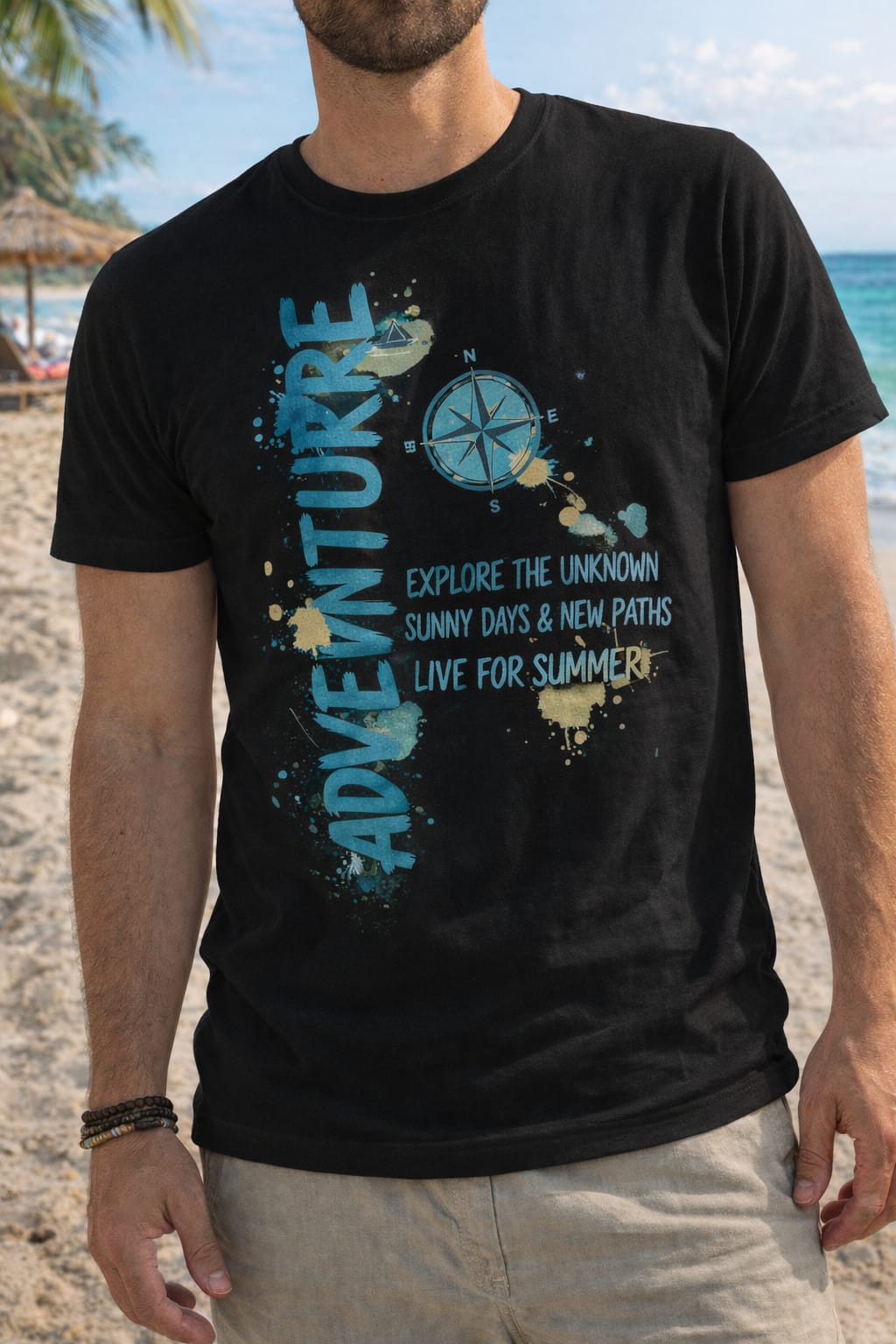 Beach days tropical tee with surf and ocean theme for summer casual wear