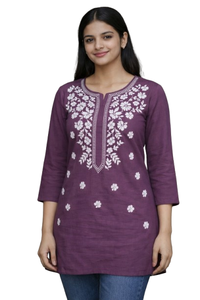 Elegant Purple Lucknawi Chikan Kurta