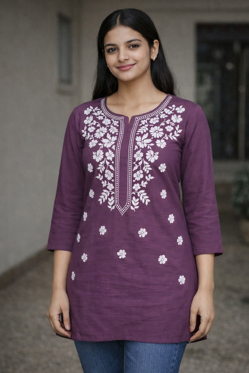 Elegant Purple Lucknawi Chikan Kurta