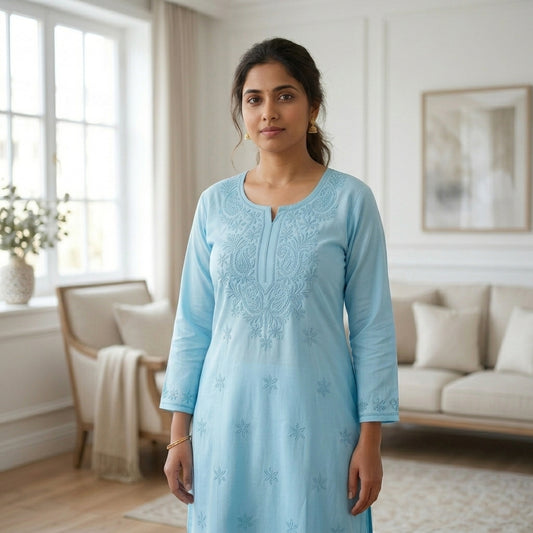Elegant Blue Lucknowi Chikankari Suit for Women