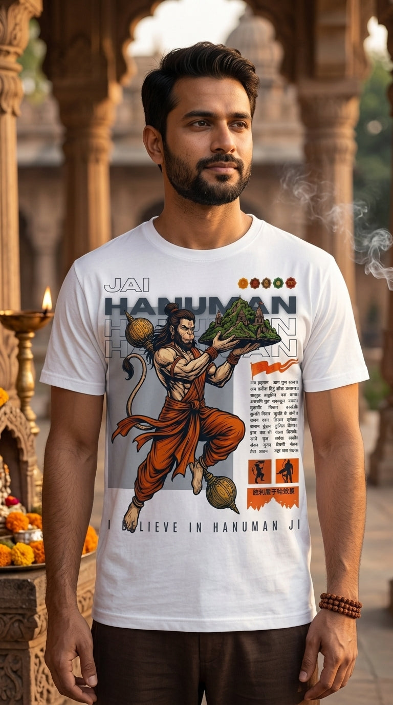 Divine Hanuman Chalisa Printed T-Shirt for Men and Woman